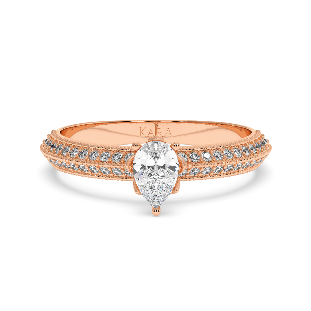 Engagement ring with 0.30 ct Pear diamond and 0.19 ct side diamonds