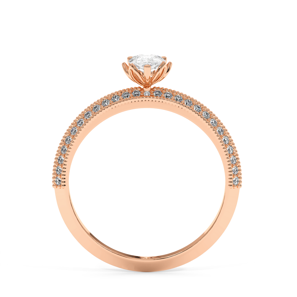 Engagement ring with 0.30 ct Pear diamond and 0.19 ct side diamonds