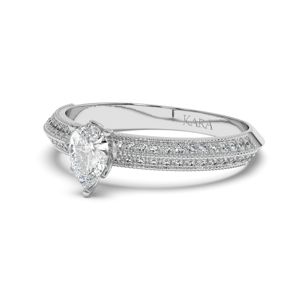 Engagement ring with 0.30 ct Pear diamond and 0.19 ct side diamonds