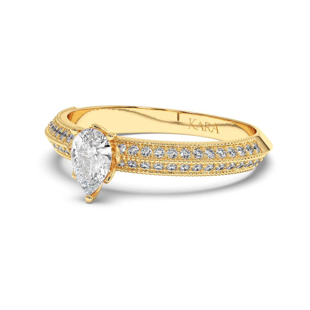Engagement ring with 0.30 ct Pear diamond and 0.19 ct side diamonds
