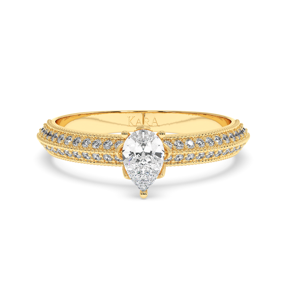 Engagement ring with 0.30 ct Pear diamond and 0.19 ct side diamonds