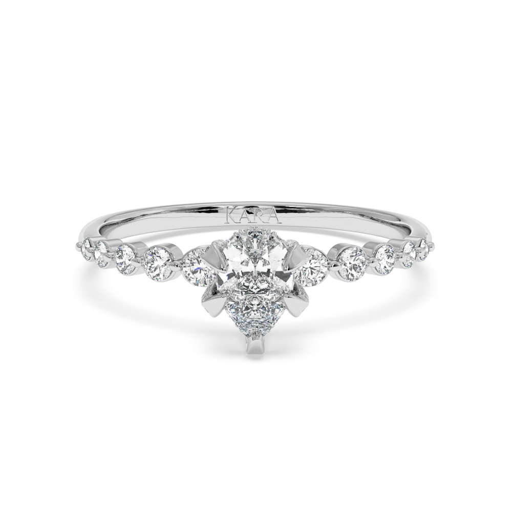 Engagement ring with 0.30 ct Pear diamond and 0.28 ct side diamonds