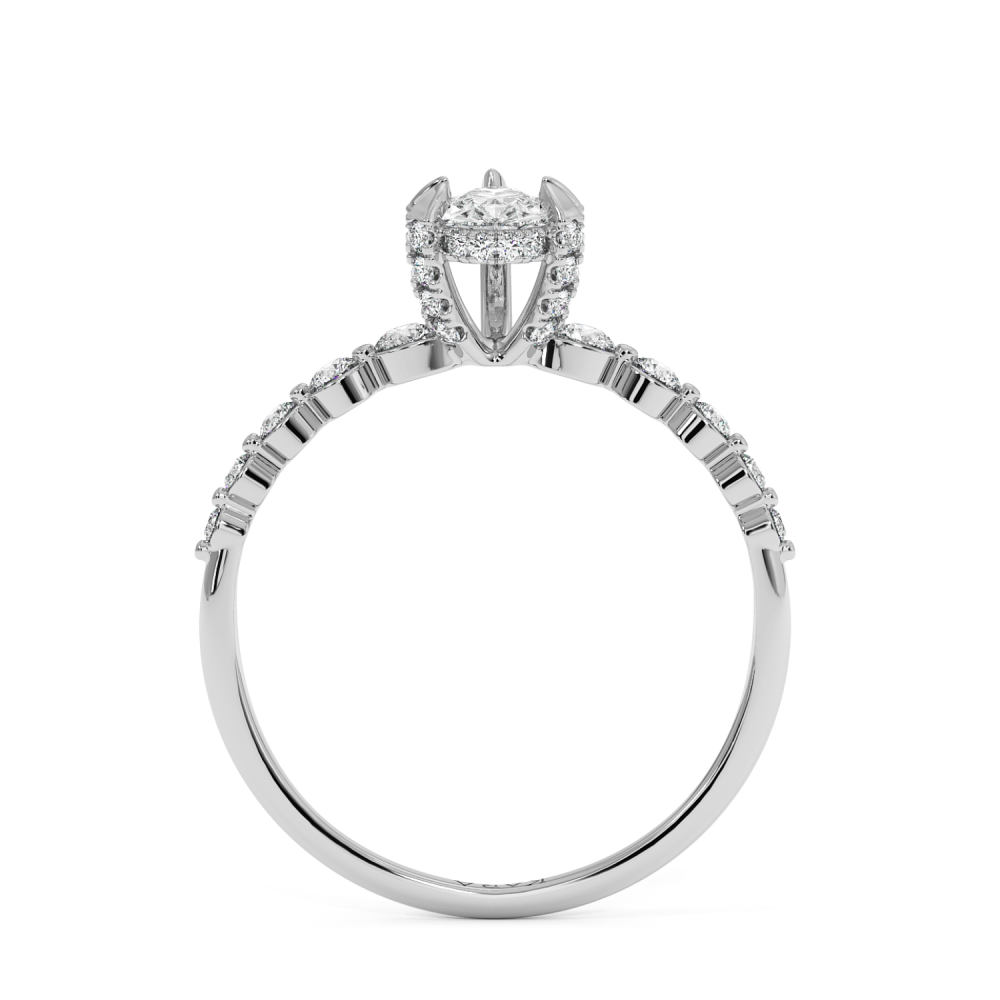 Engagement ring with 0.30 ct Pear diamond and 0.28 ct side diamonds