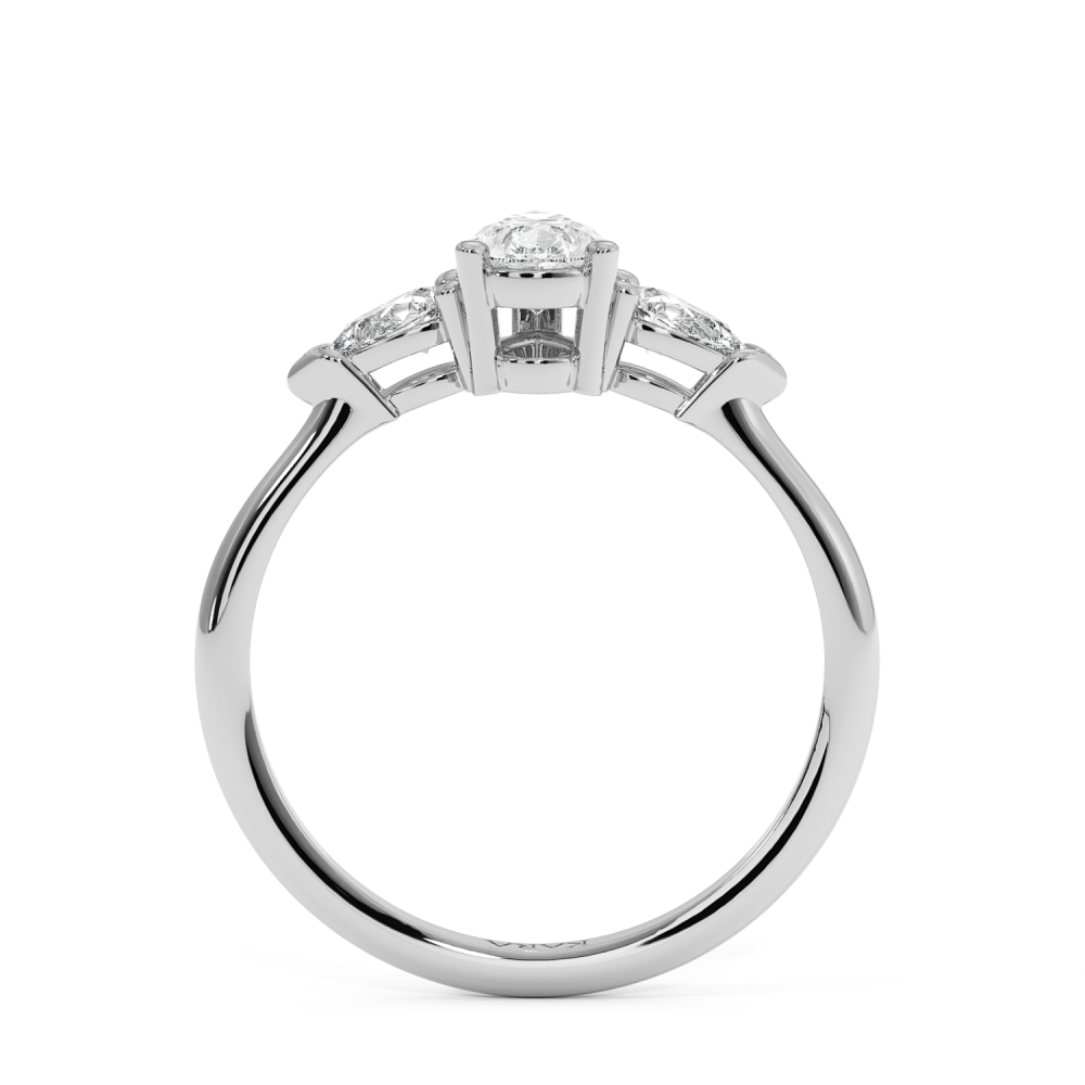 Engagement ring with 0.30 ct Pear diamond and 0.19 ct Pear side diamonds