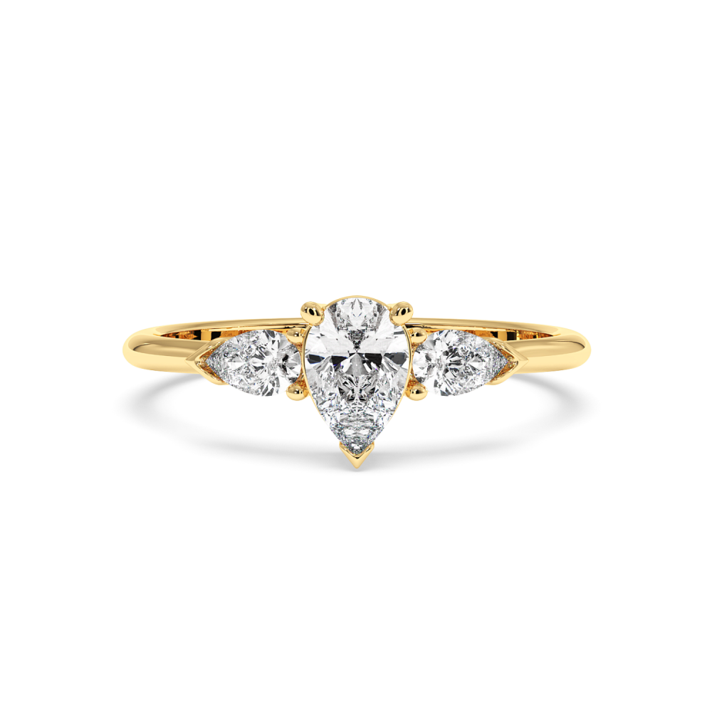 Engagement ring with 0.30 ct Pear diamond and 0.19 ct Pear side diamonds