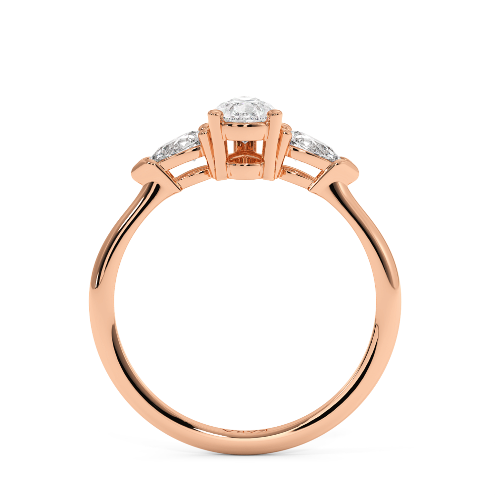 Engagement ring with 0.30 ct Pear diamond and 0.19 ct Pear side diamonds