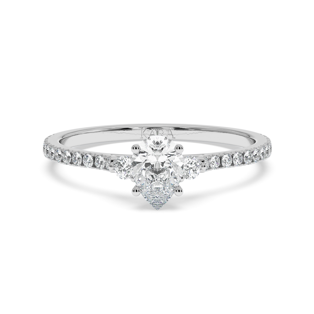 Engagement ring with 0.50 ct Pear diamond and 0.23 ct side diamonds