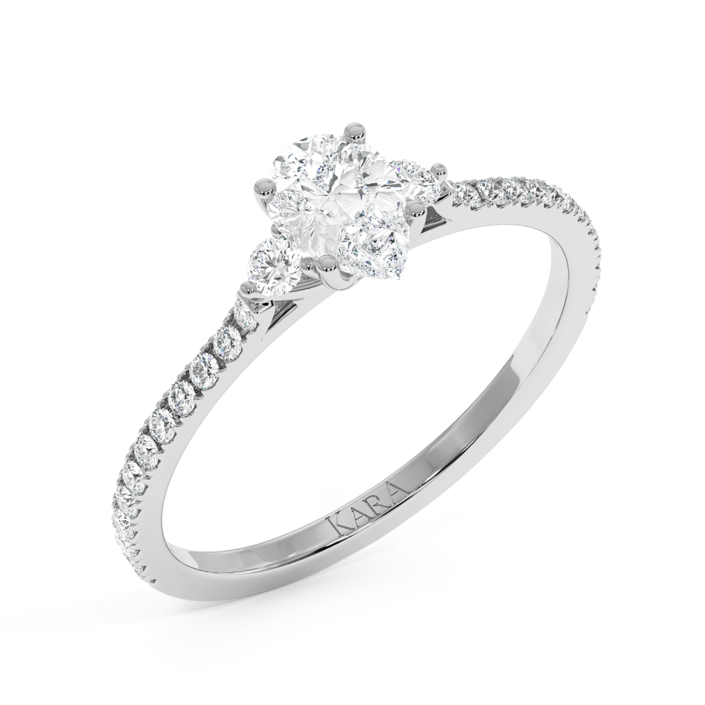 Engagement ring with 0.50 ct Pear diamond and 0.23 ct side diamonds