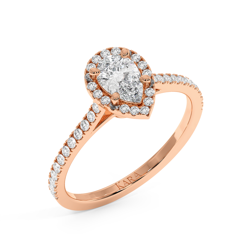 Engagement ring with 0.50 ct Pear diamond and 0.23 ct side diamonds