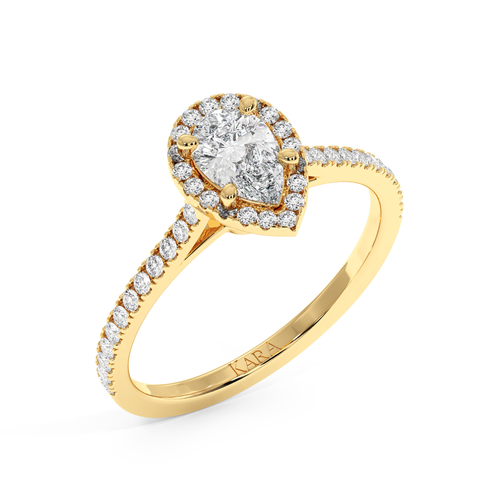 Engagement ring with 0.50 ct Pear diamond and 0.23 ct side diamonds