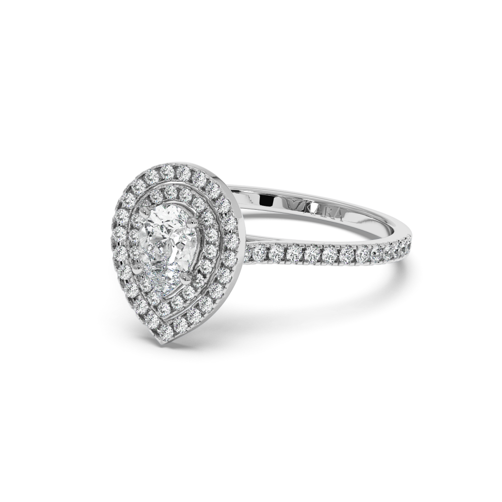 Engagement ring with 0.50 ct Pear diamond and 0.34 ct side diamonds