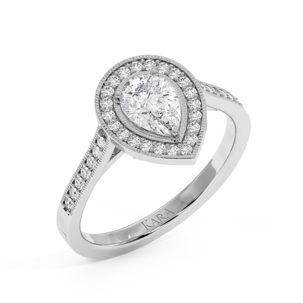 Engagement ring with 0.70 ct Pear diamond and 0.26 ct side diamonds