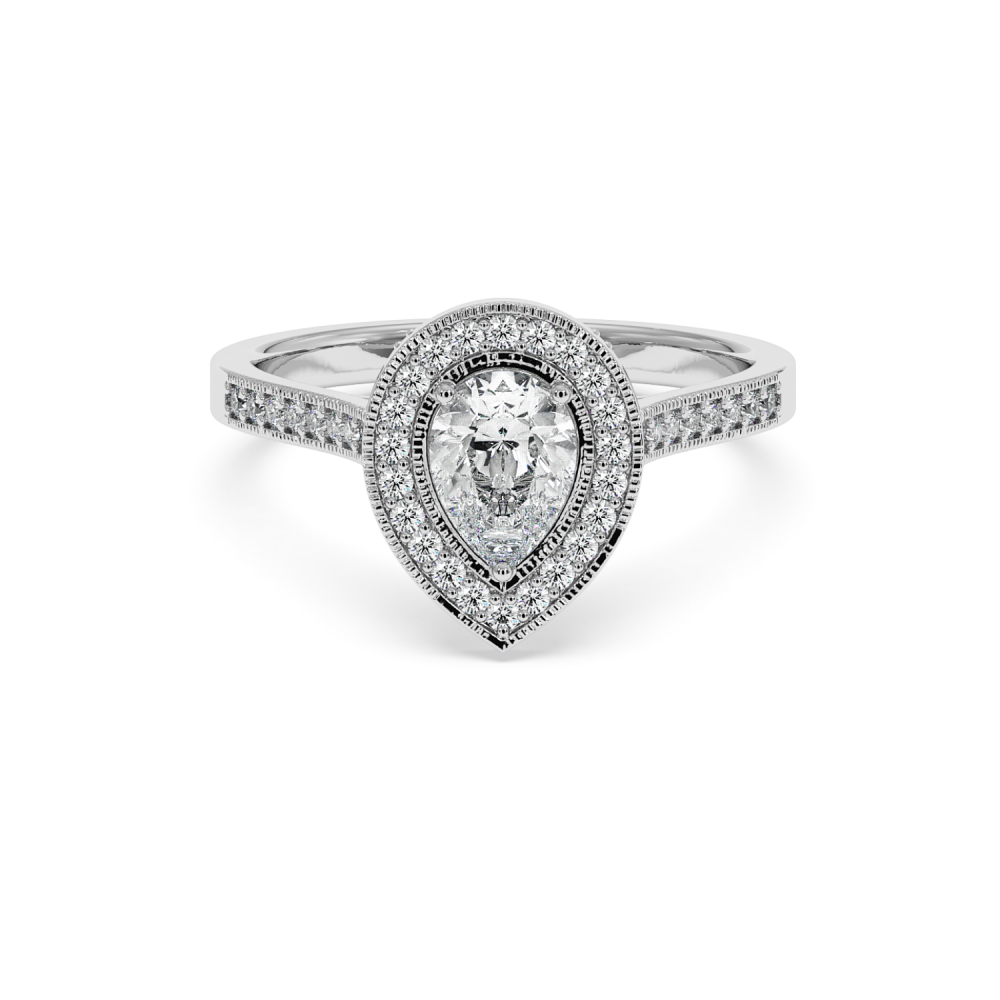 Engagement ring with 0.70 ct Pear diamond and 0.26 ct side diamonds