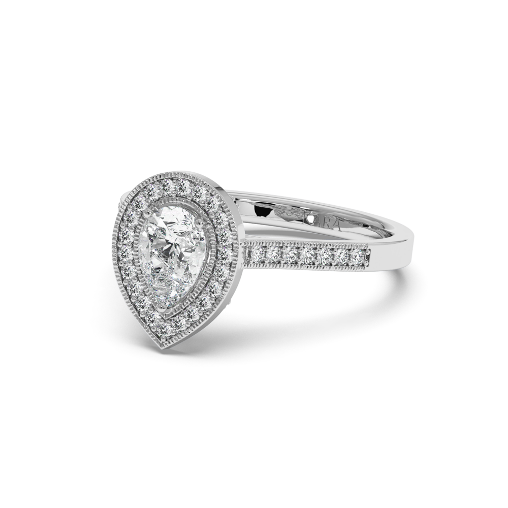 Engagement ring with 0.70 ct Pear diamond and 0.26 ct side diamonds