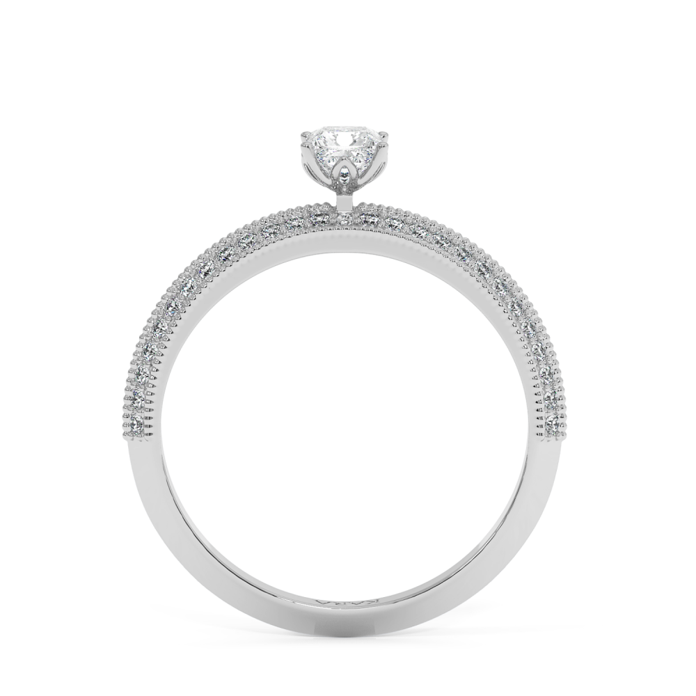 Engagement ring with 0.29 ct Princess diamond and 0.19 ct side diamonds