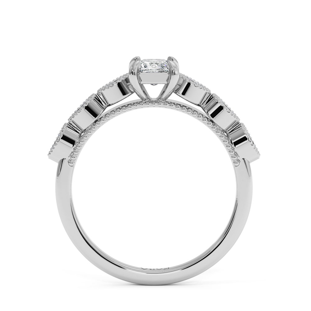 Engagement ring with 0.30 ct Princess diamond and 0.13 ct side diamonds