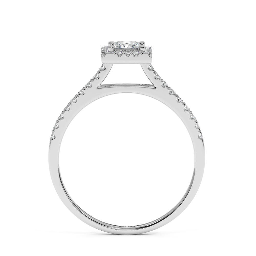 Engagement ring with 0.30 ct Princess diamond and 0.17 ct side diamonds