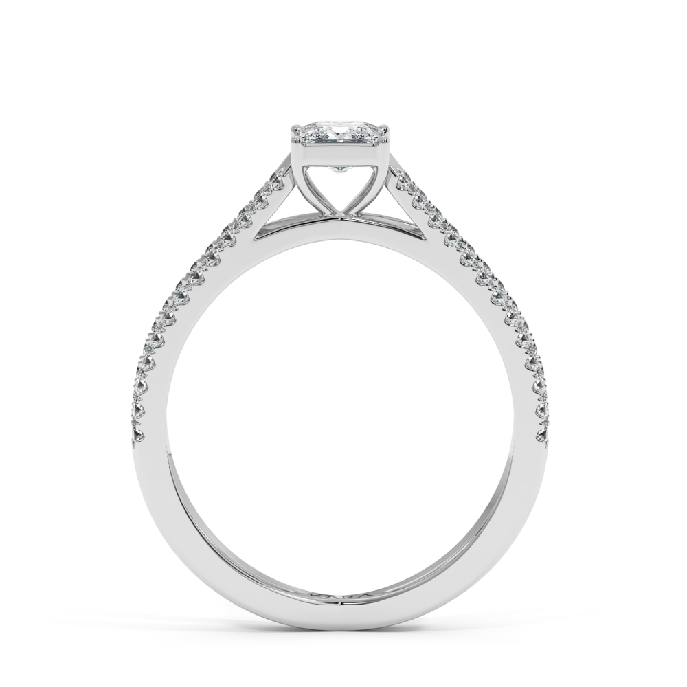 Engagement ring with 0.30 ct Princess diamond and 0.37 ct side diamonds