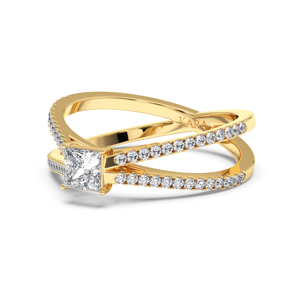 Engagement ring with 0.30 ct Princess diamond and 0.37 ct side diamonds