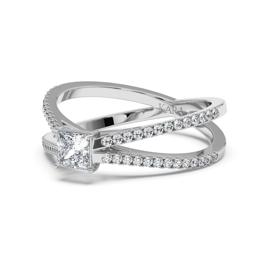 Engagement ring with 0.30 ct Princess diamond and 0.37 ct side diamonds