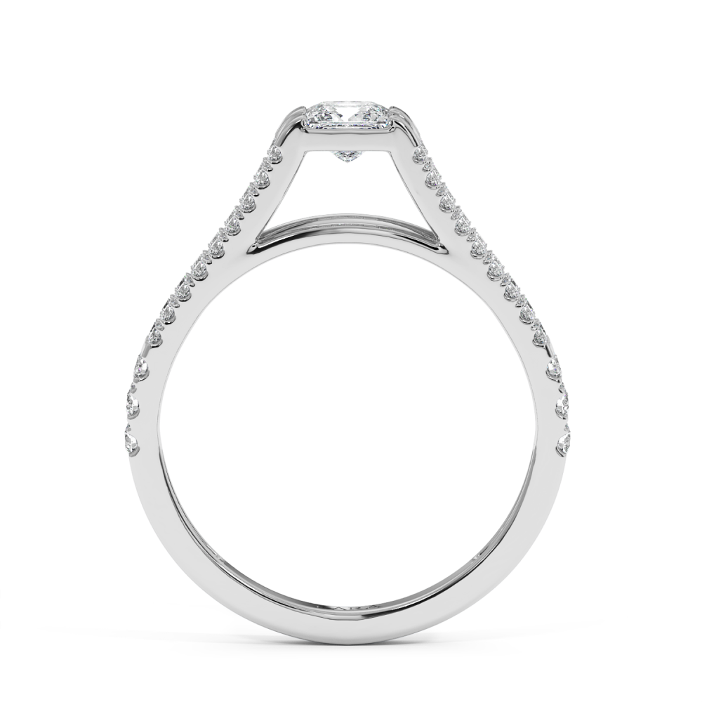 Engagement ring with 0.30 ct Princess diamond and 0.27 ct side diamonds