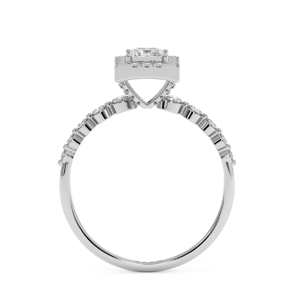 Engagement ring with 0.30 ct Princess diamond and 0.31 ct side diamonds