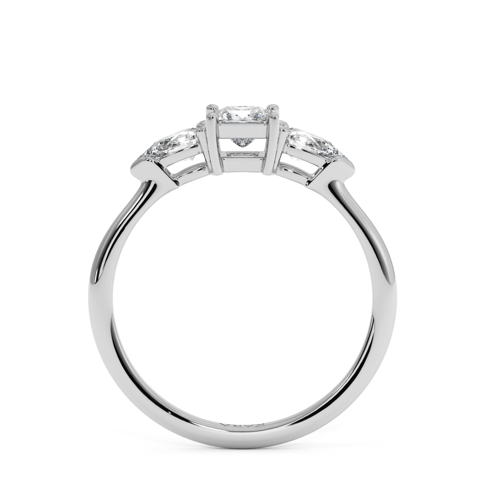 Engagement ring with 0.30 ct Princess diamond and 0.19 ct Pear side diamonds