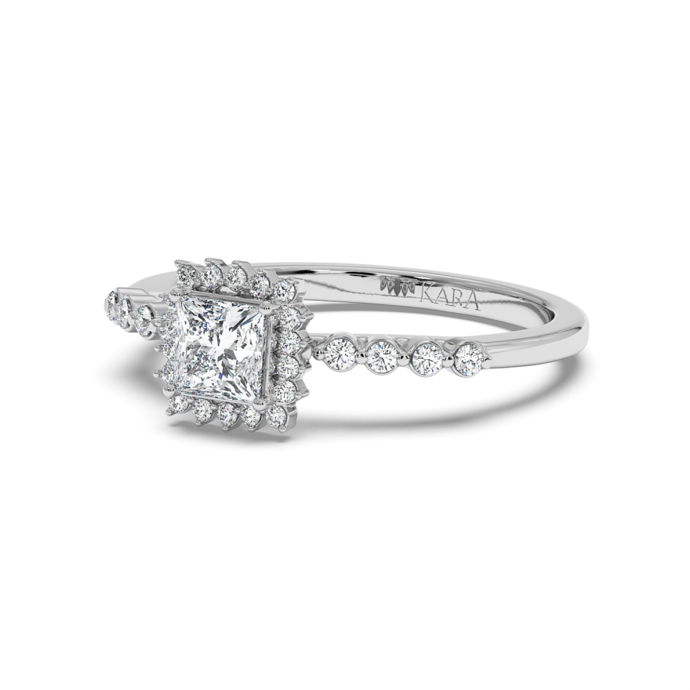 Engagement ring with 0.50 ct Princess diamond and 0.15 ct side diamonds