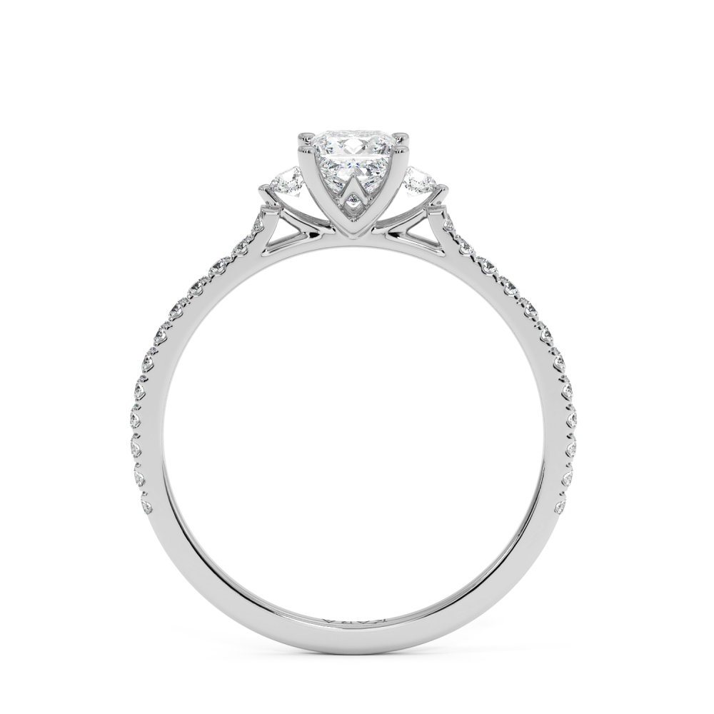 Engagement ring with 0.50 ct Princess diamond and 0.23 ct side diamonds