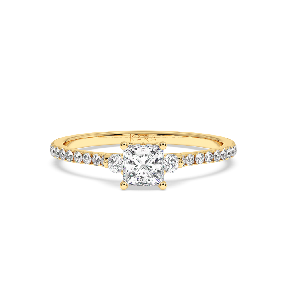 Engagement ring with 0.50 ct Princess diamond and 0.23 ct side diamonds