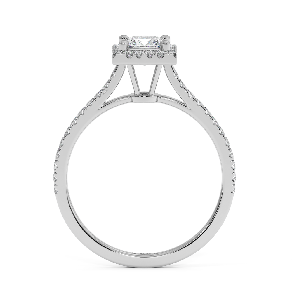 Engagement ring with 0.50 ct Princess diamond and 0.23 ct side diamonds