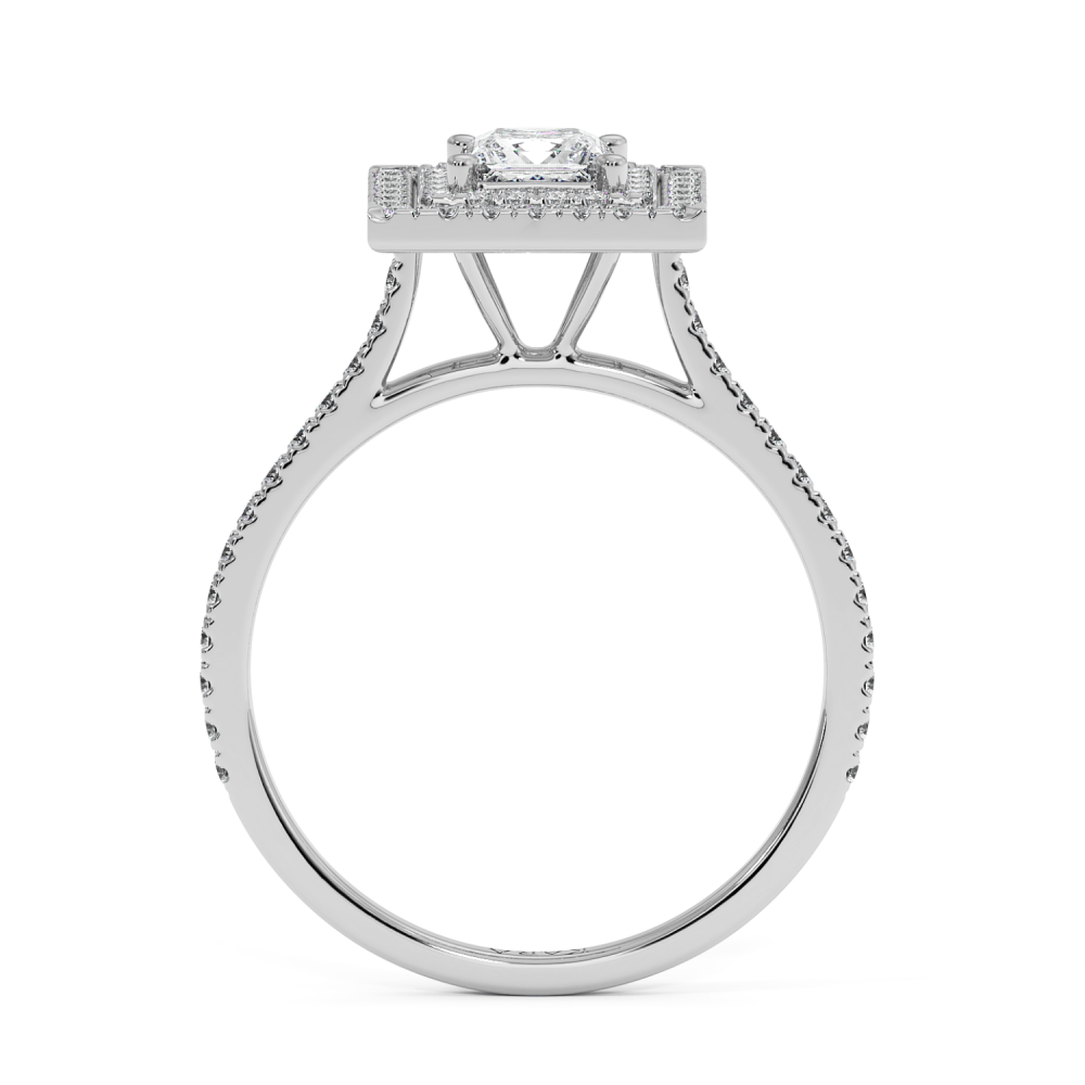 Engagement ring with 0.50 ct Princess diamond and 0.37 ct side diamonds