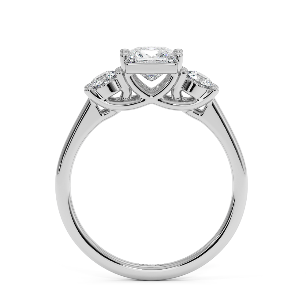 Engagement ring with 0.73 ct Princess diamond and 0.27 ct side diamonds