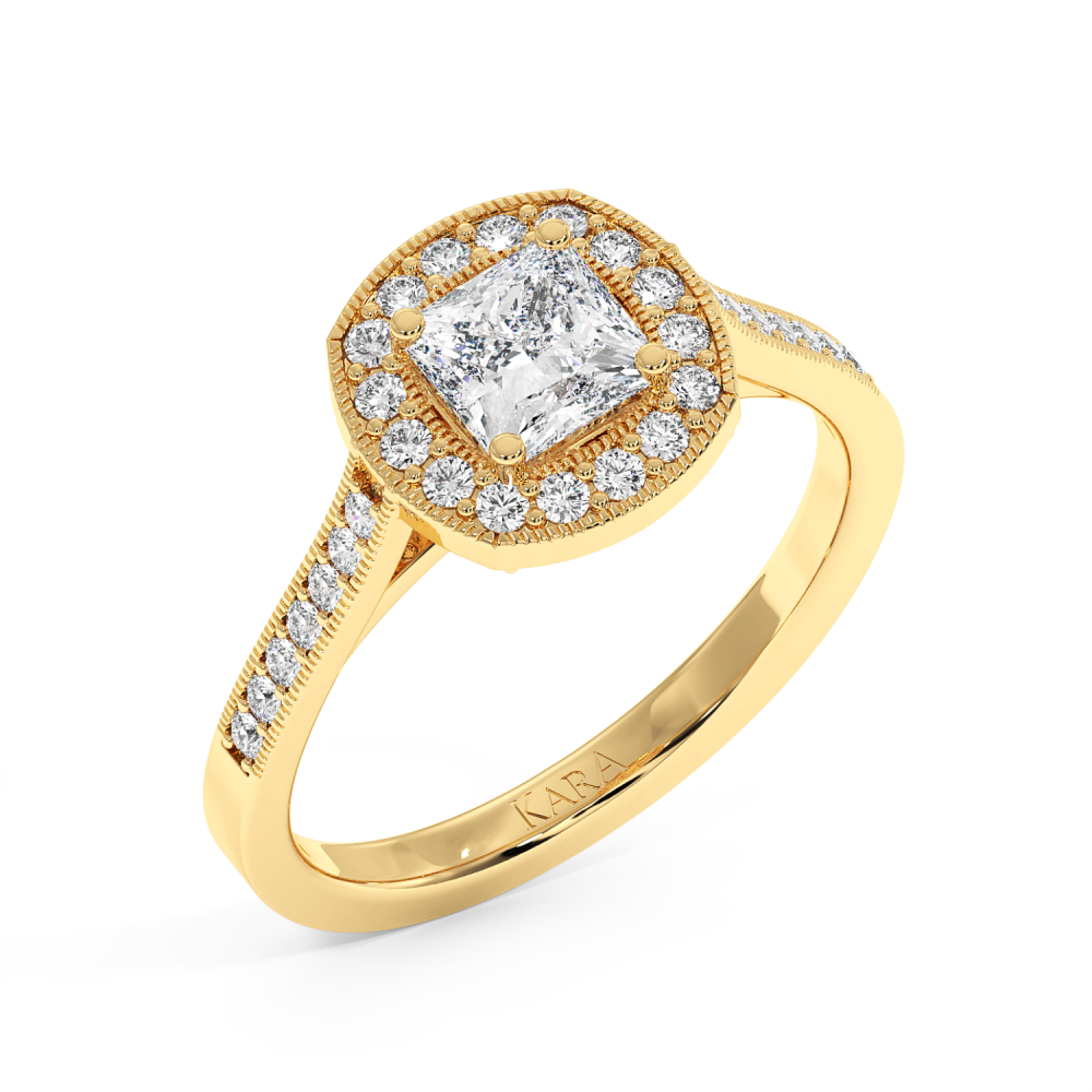 Engagement ring with 0.73 ct Princess diamond and 0.28 ct side diamonds