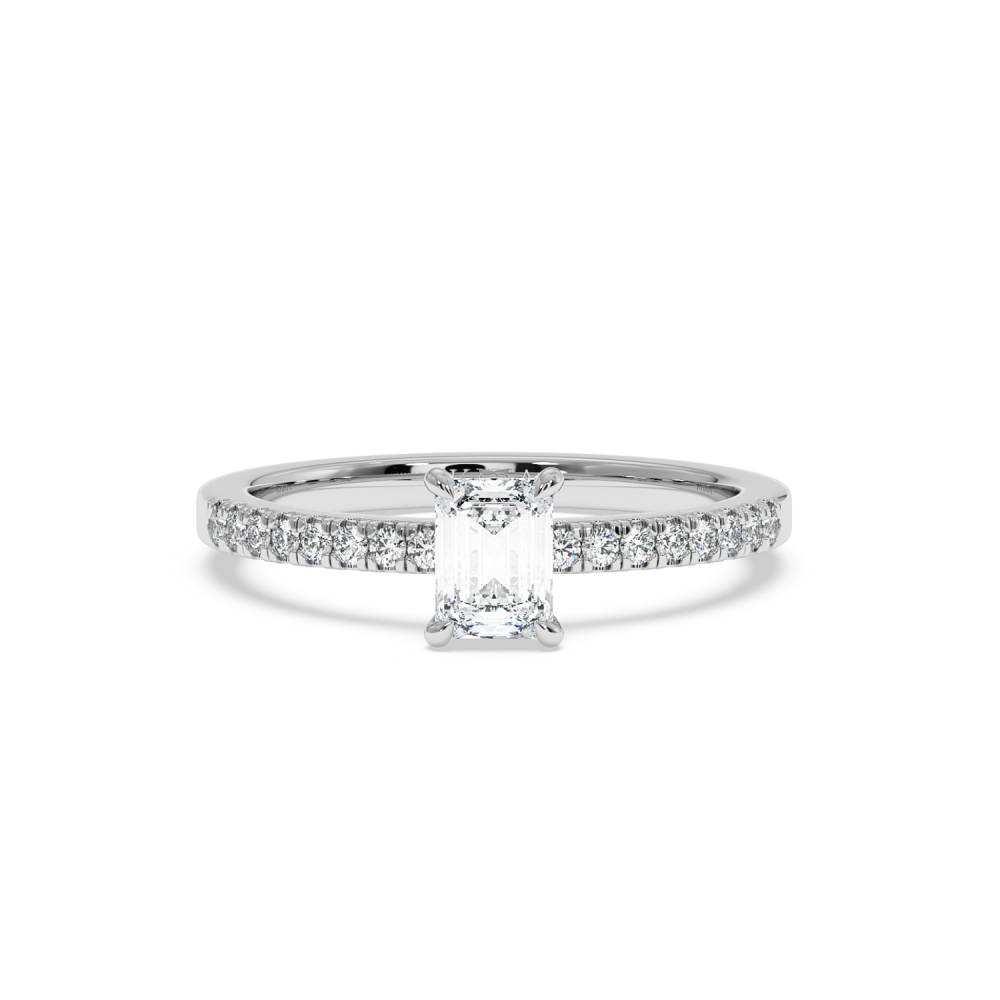 Engagement ring with 0.50 ct center diamond and 0.08 ct side diamonds