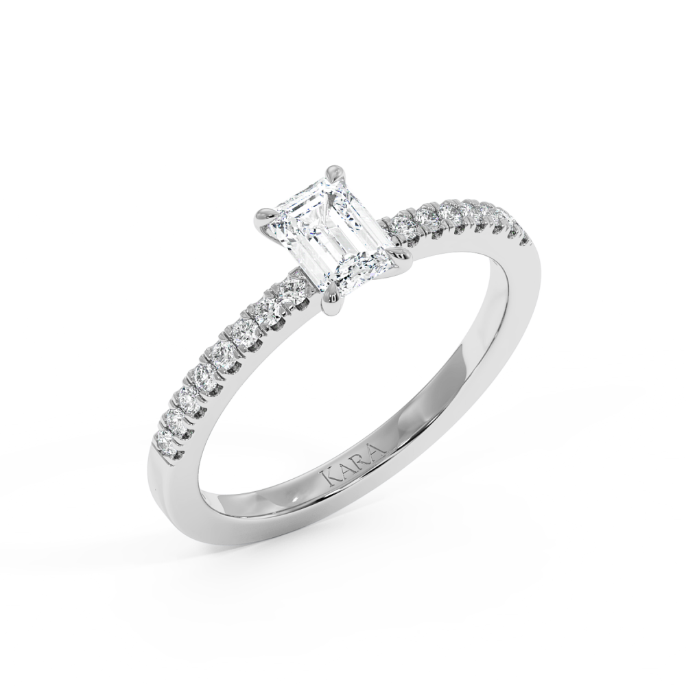 Engagement ring with 0.50 ct center diamond and 0.08 ct side diamonds