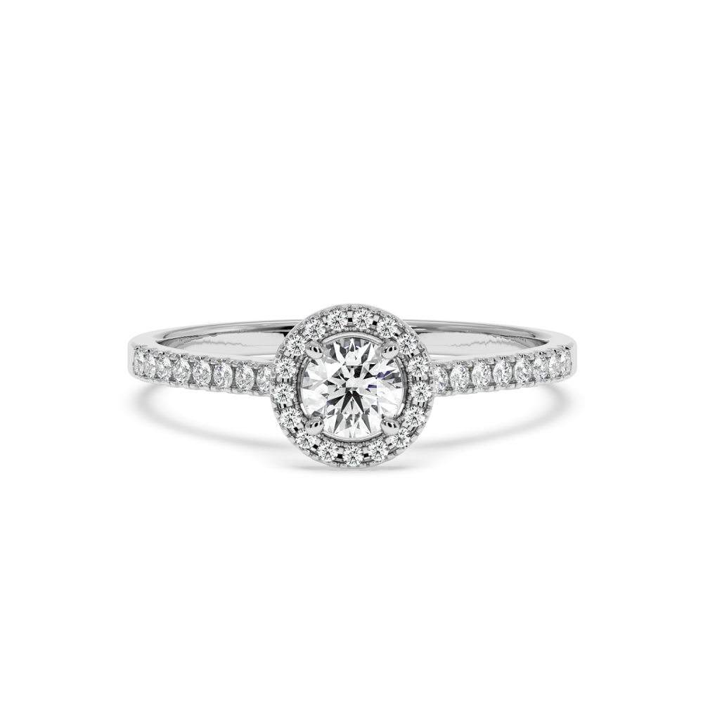 Engagement ring with central diamond of 0.20 ct and side diamonds of 0.08 ct