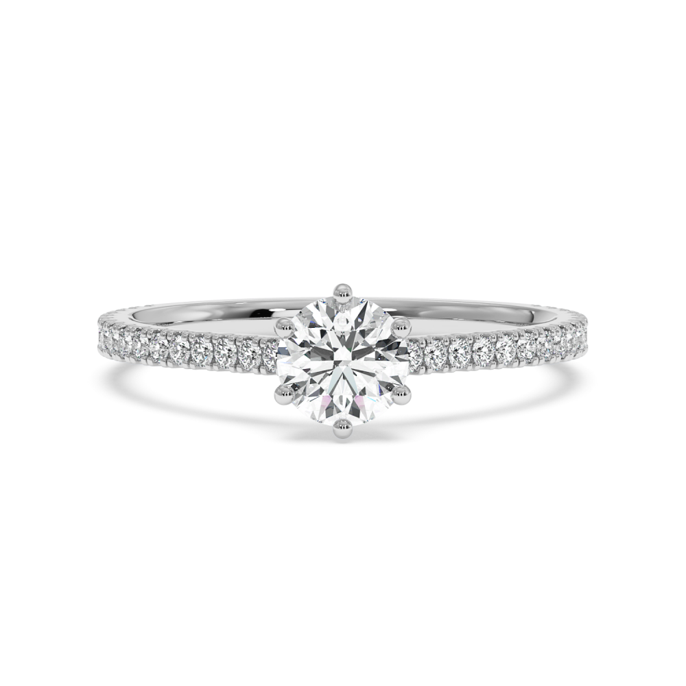 Engagement ring with central diamond of 0.20 ct and side diamonds of 0.19 ct