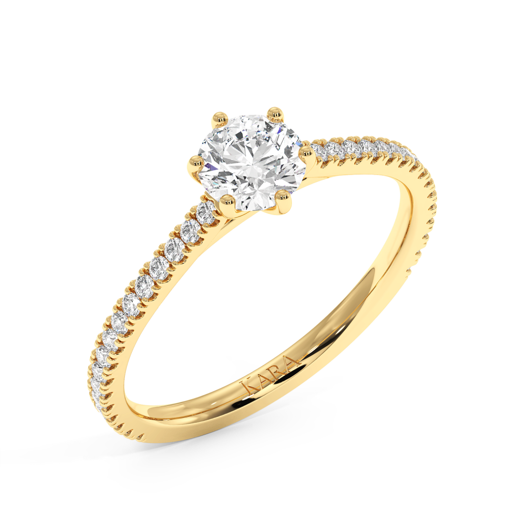 Engagement ring with central diamond of 0.20 ct and side diamonds of 0.19 ct