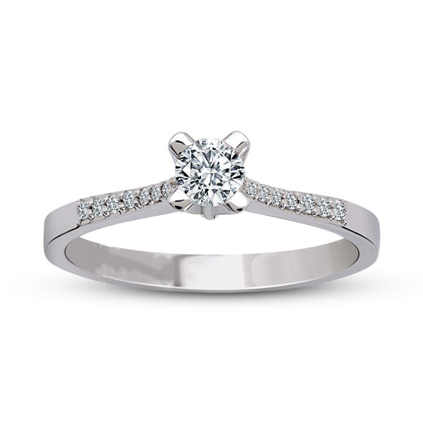 Engagement ring with central diamond of 0.30 ct and side diamonds of 0.09 ct