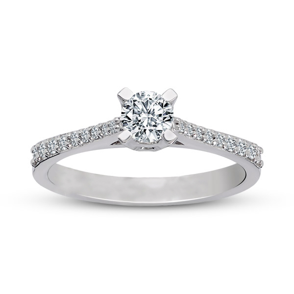Engagement ring with central diamond of 0.40 ct and side diamonds of 0.20 ct