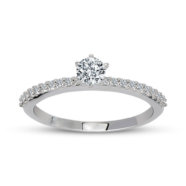 Engagement ring with central diamond of 0.36 ct and side diamonds of 0.11 ct
