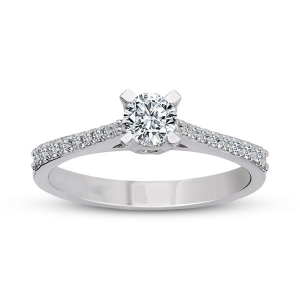 Engagement ring with central diamond of 0.25 ct and side diamonds of 0.15 ct
