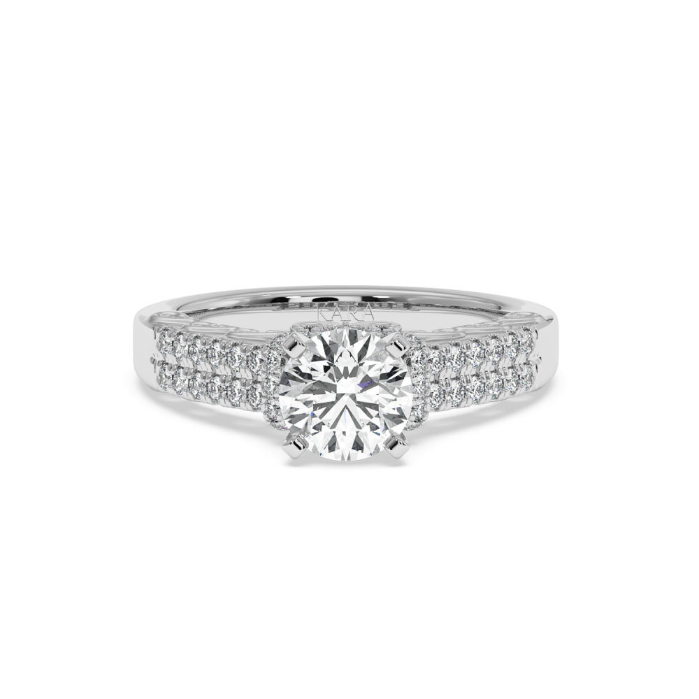 Engagement Ring with a 1ct Center Diamond and 0.30ct Side Diamonds