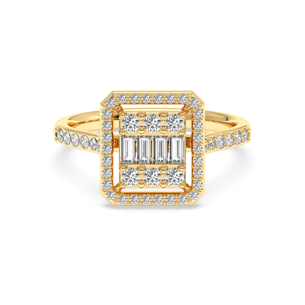Ring with 0.12 ct Baget Diamonds and 0.45 ct round diamonds