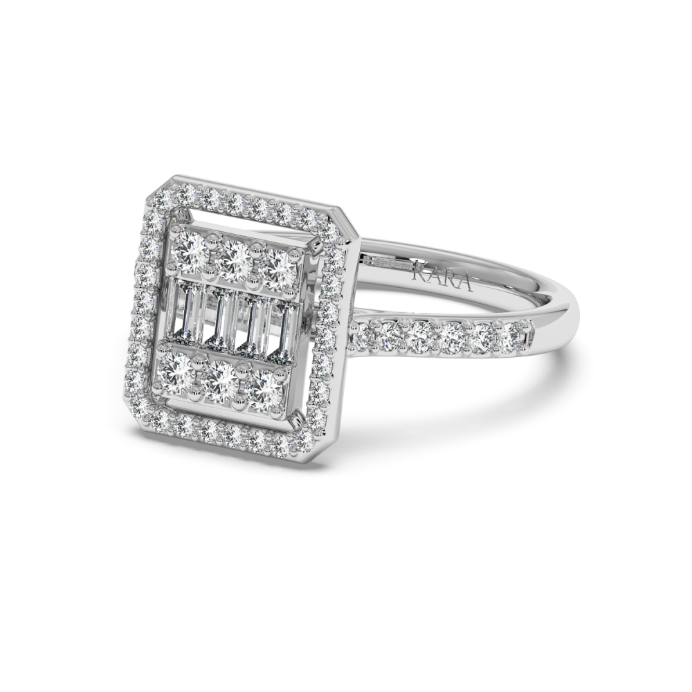 Ring with 0.12 ct Baget Diamonds and 0.45 ct round diamonds