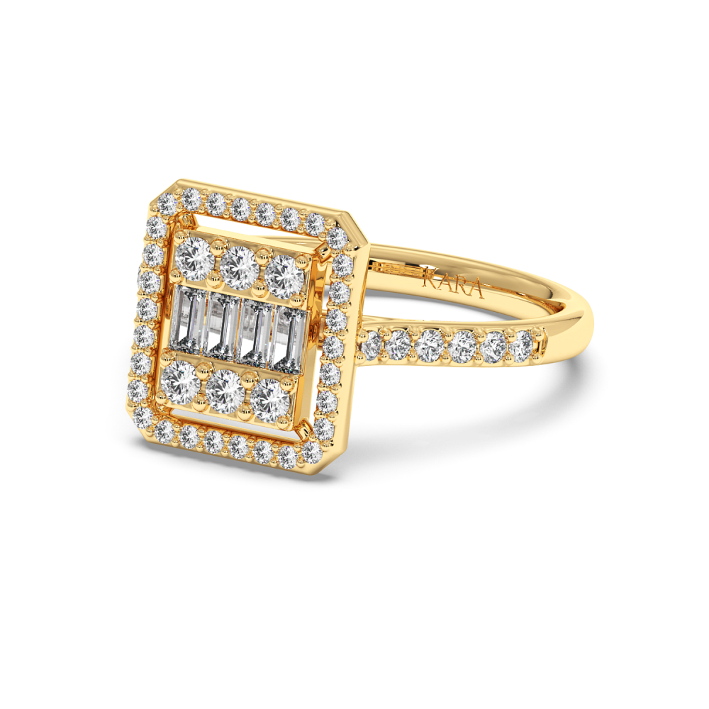 Ring with 0.12 ct Baget Diamonds and 0.45 ct round diamonds