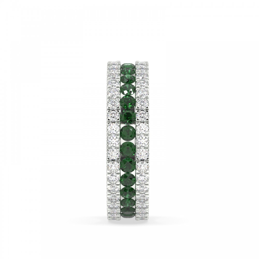 Eternity ring with 1.01 ct diamonds and 1.04 ct emeralds