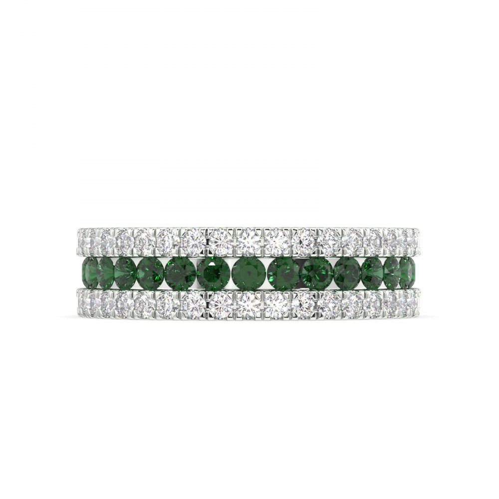 Eternity ring with 1.01 ct diamonds and 1.04 ct emeralds