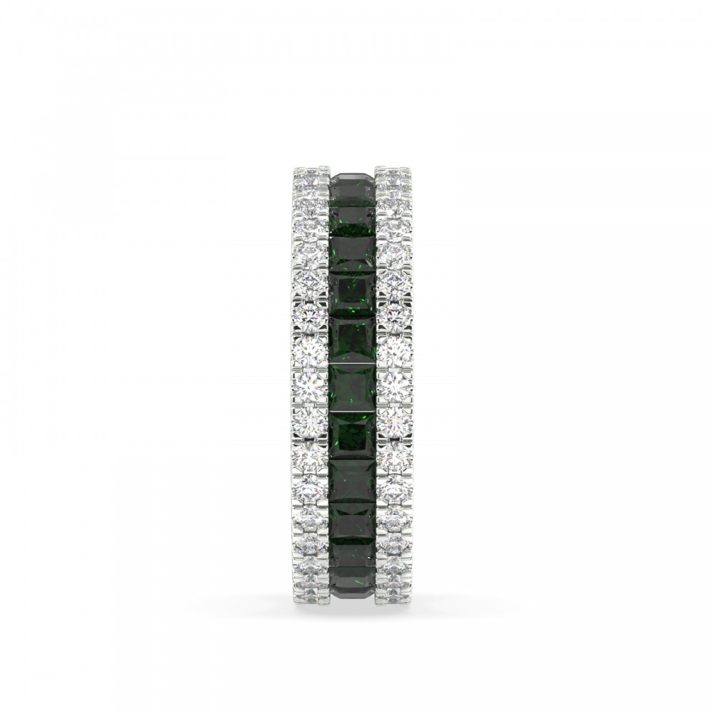 Eternity ring with 1.01 ct diamonds and 2.00 ct emeralds